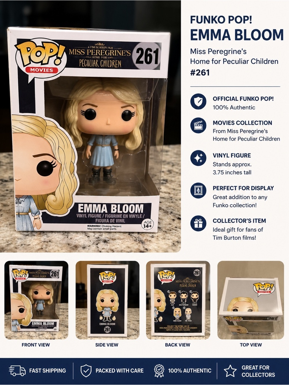 Funko Emma Bloom Pop! Vinyl Figure - Light Blue Dress, Blonde Hair, Pink Flower